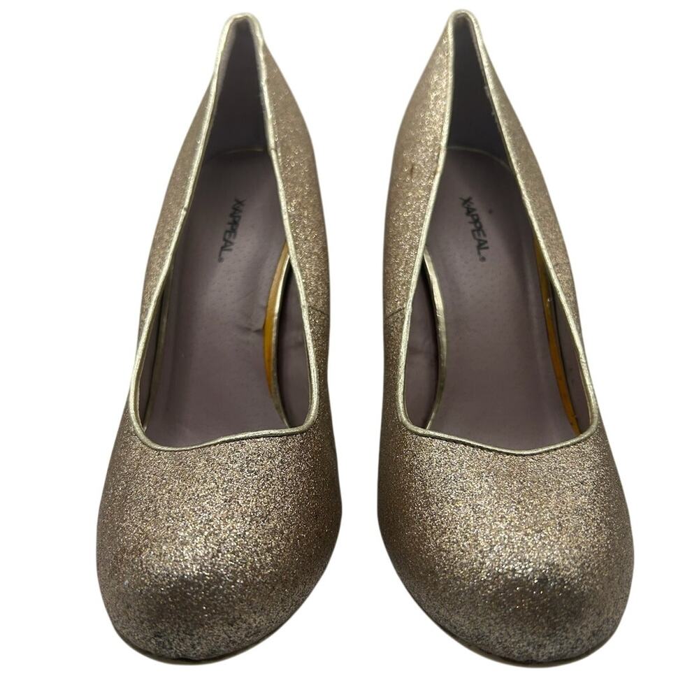 XAppeal Gold Glitter High Heel Pumps, Size 8